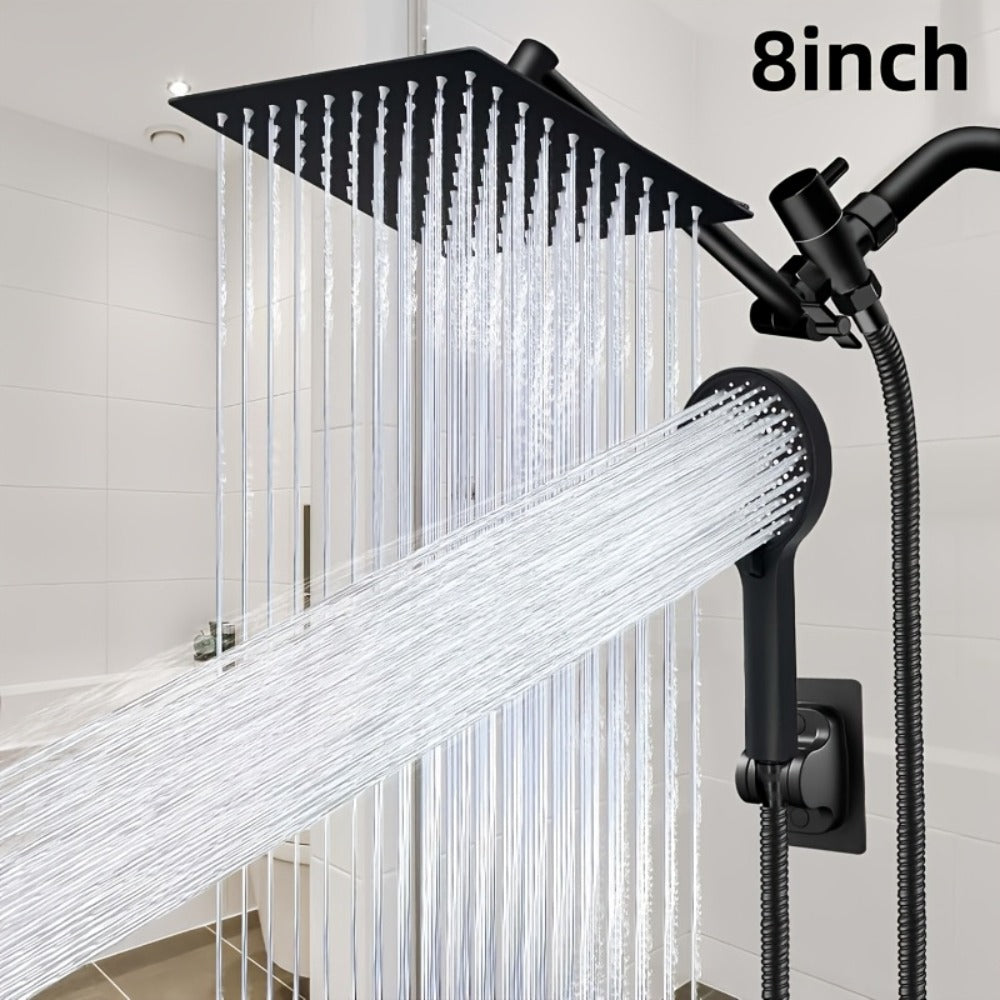 Rain Shower System with Handheld Shower Head – High Pressure Rainfall Showerhead Combo Copper Diverter Anti-Clog 8 10 12 Inch