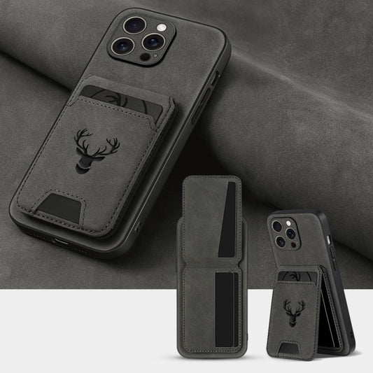 Wallet Phone Case for iPhone 16 Pro Max 16 Pro 16 Plus 16 15 14 13 12 11 Series Luxury PU Leather Flip Cover Card Holder Kickstand Magnetic Closure Moose Design – Men Women Gift
