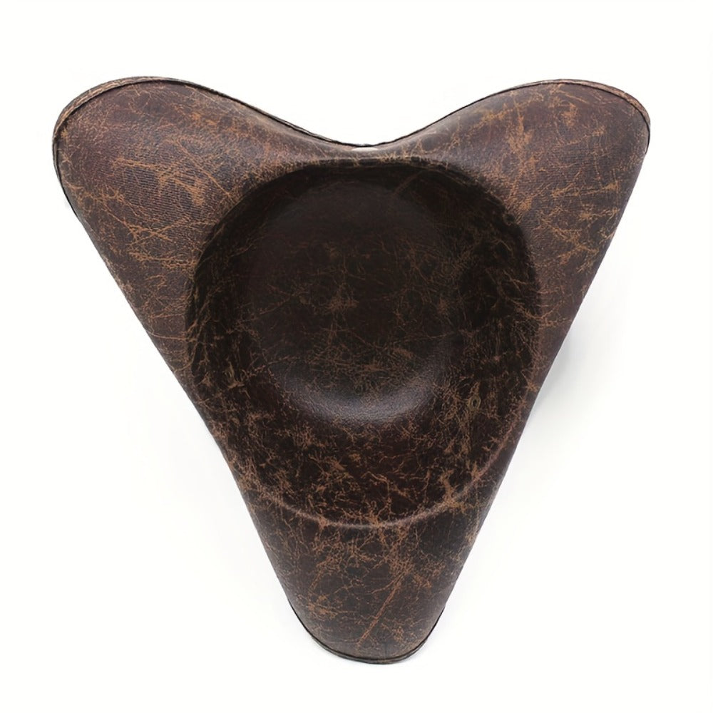 Pirate Tricorn Costume Hat with Distressed Faux Leather Look, Black or Brown