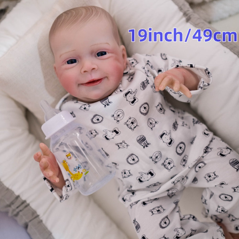 19-Inch Cloth Body Reborn Baby Doll with Vinyl Limbs and Accessories