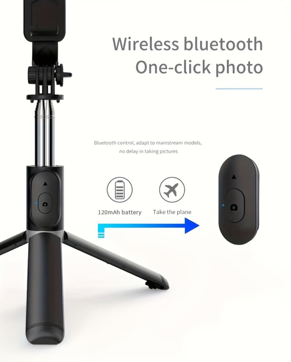 Portable Selfie Stick Tripod 40 Inch Floor Stand with Wireless Remote & Anti-Shake Base – Extendable Compact Phone Tripod for Travel Vlogging, TikTok Live, Outdoor Filming, iPhone & Android
