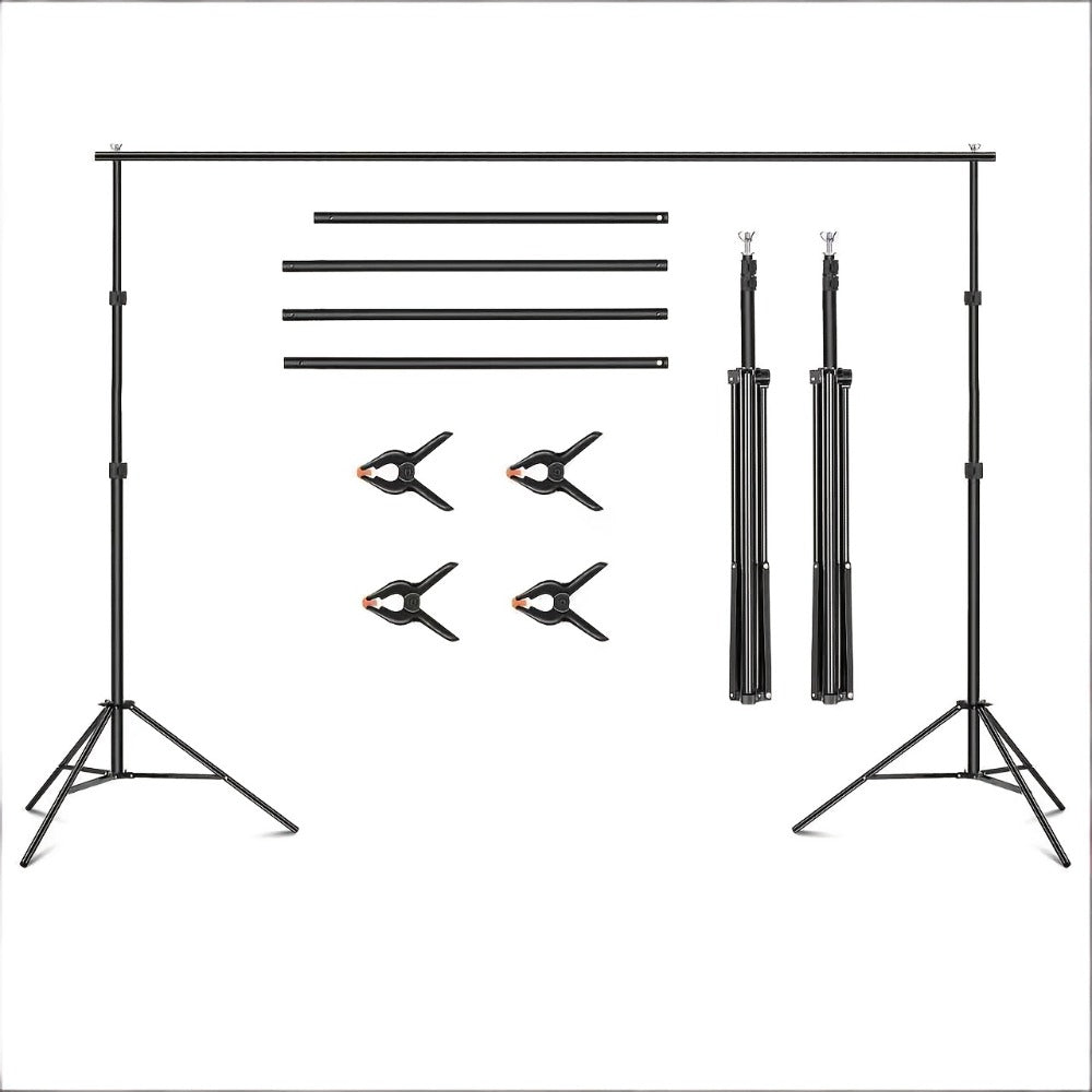 Backdrop Stand 10x7Ft Adjustable Photo Studio Background Support Kit with 4 Crossbars 4 Clamps Carry Bag for Parties Events Weddings Decoration Photography SH