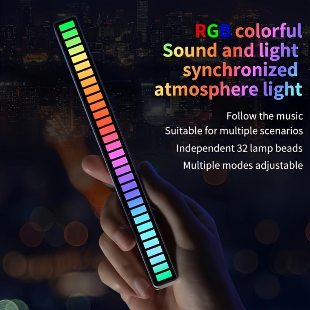 Sound Activated RGB Ambient Light Bars 2/4 Pack – Music Rhythm Sync USB Plug & Play, Color Changing Atmosphere Lights for Gaming Room, Car Interior, Streaming Studio, TikTok & Desk Setup