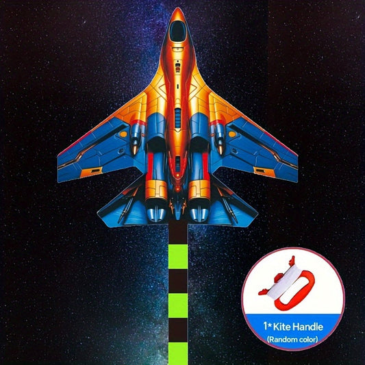Large Fighter Plane Kite in Multicolor Polyester for Beach and Park Flying