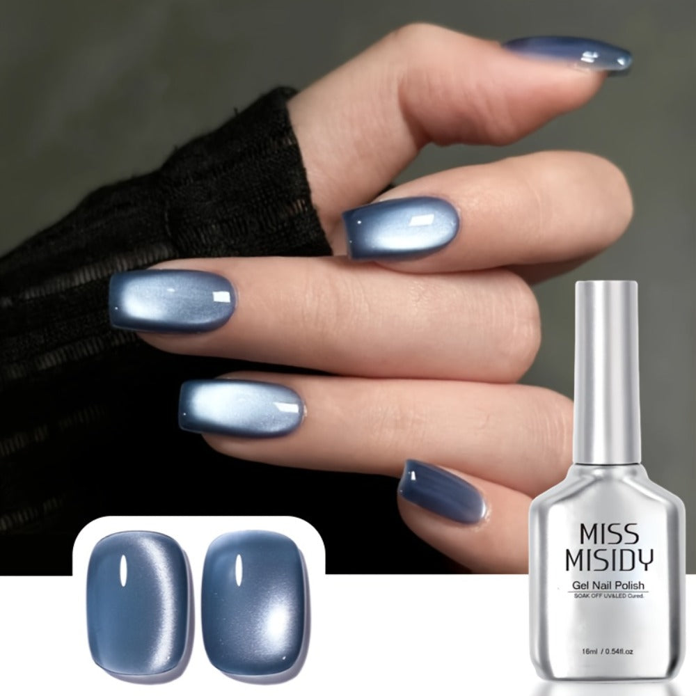 Cat Eye Gel Nail Polish Jelly Blue 0.54oz Sheer Glass-Like Finish — UV LED Soak-Off Long-Lasting Gel Polish for Manicure & Pedicure, Easy Application Nail Art Color for Women Home Salon CY010