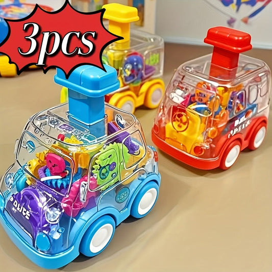 Gear Toy Cars 3-Pack with See-Through Bodies and Push-and-Go Action