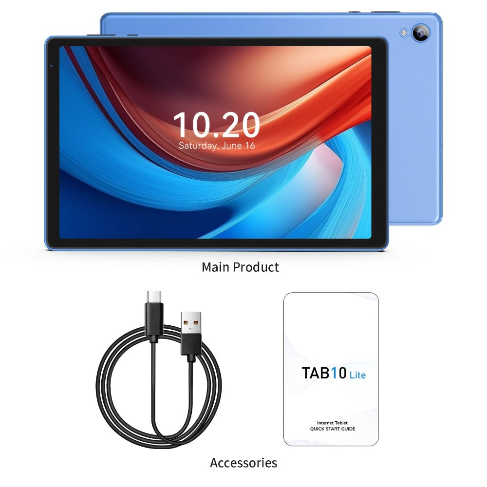 Android 14 Tablet 10 Inch 6000mAh Battery 4GB RAM 32GB ROM Quad-Core HD IPS Screen WiFi Google Play Front Rear Camera Blue Pink Gray Purple with Protective Case