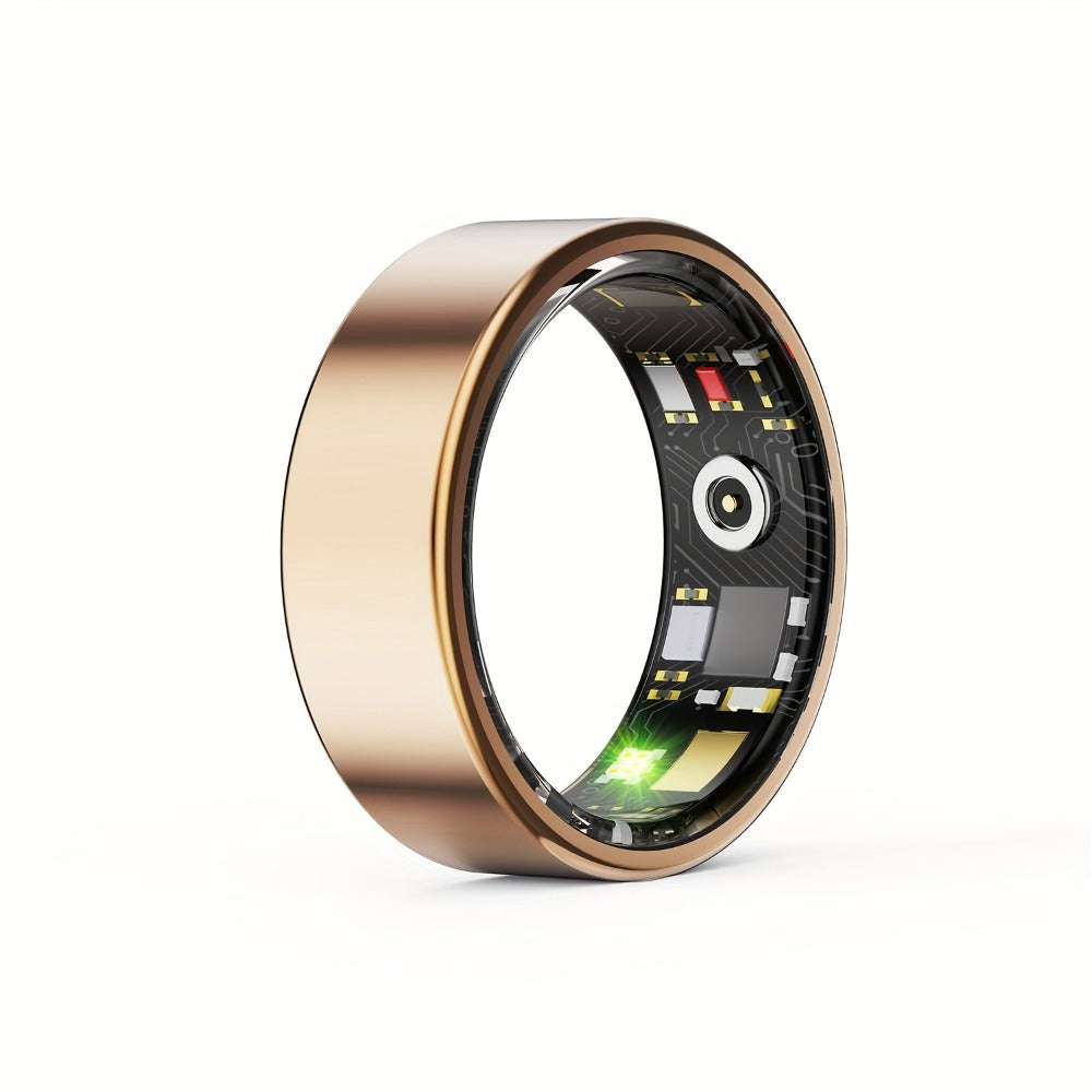 Health Monitoring Smart Ring with Heart Rate HRV Sleep Tracking, Steps Calories Body Temp & Menstrual Cycle – Bluetooth 5.3, iOS & Android, Sizes #7-#13, Rose Gold Black Silver