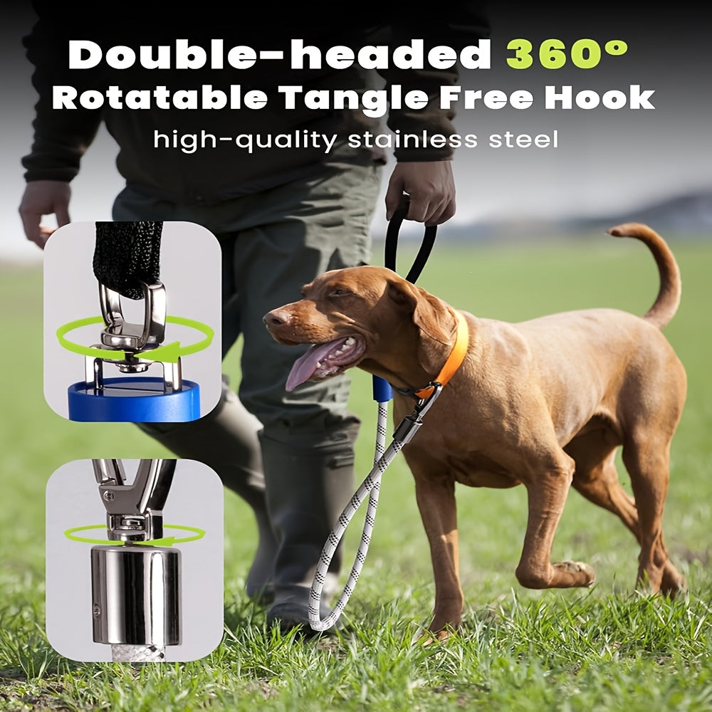 LED Dog Leash Light Up 4FT Rechargeable with 7 Lighting Modes, Glow in the Dark Reflective Double-Sided Lighted Dog Leash, Padded Handle for Night Walking Safety, Small to Large Dogs, White