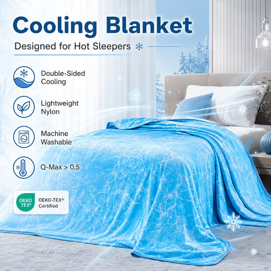 Cooling Blanket and Non-Cooling Options for Bed and Couch, Solid and Patterned Styles
