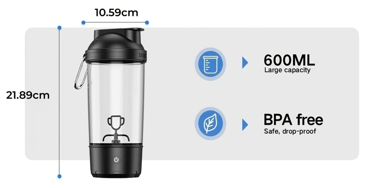 Electric Protein Shaker Bottle 24oz USB Rechargeable Self Stirring Blender Cup BPA Free Portable Gym Mixer for Protein Shakes Meal Replacements Fitness Gift