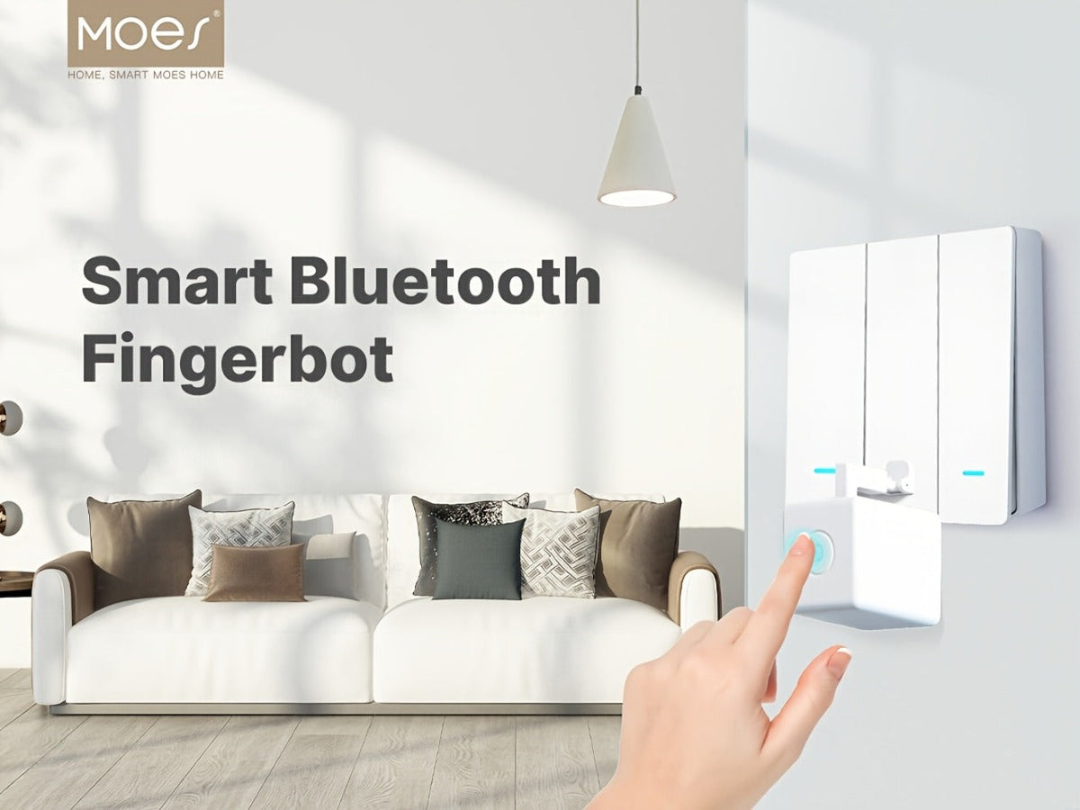 Smart Button Pusher Robot Fingerbot Plus – MOES Wireless Automatic Switch Controller, Works with Alexa, Google Home & Tuya App, No Wiring 5-Second Install, Retrofit Any Button or Switch (Black/White/Kit)