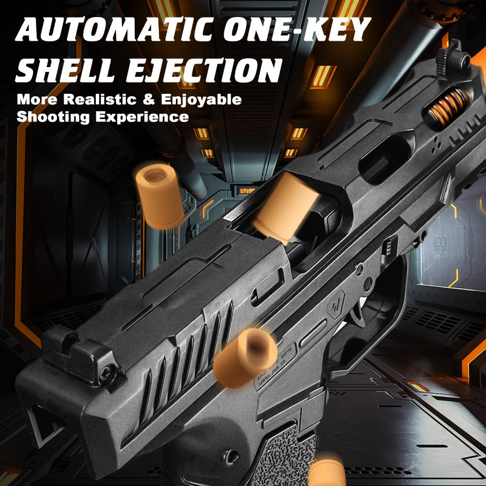 Soft Bullet Toy Gun Pistol with Ejecting Shells & 100 Bullets – Semi-Automatic Rapid Fire Foam Blaster for Kids Boys Ages 6+, Indoor Outdoor Shooting Game Toy, Birthday Christmas Halloween Gift