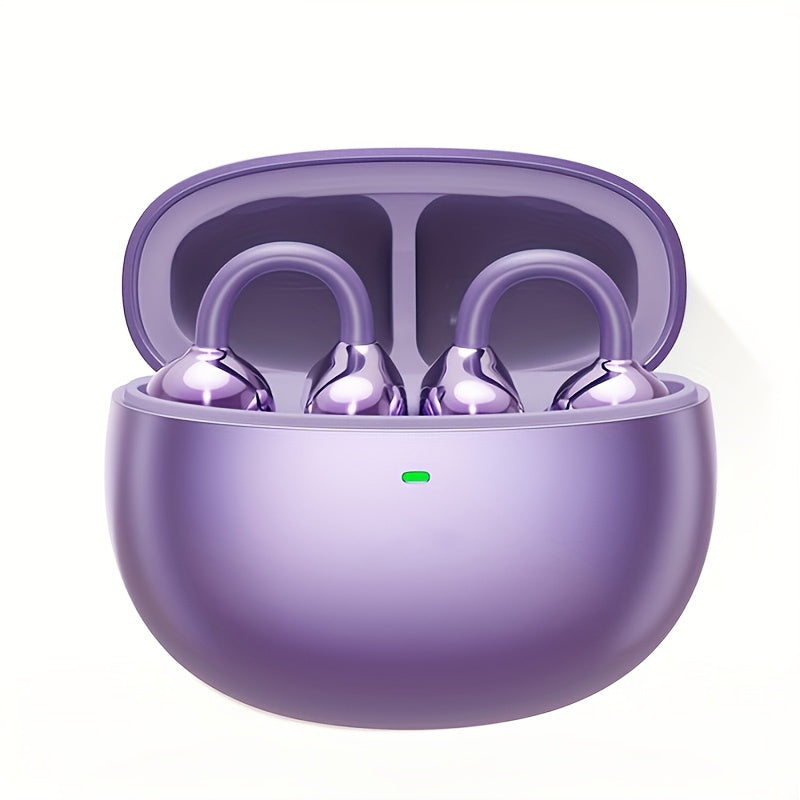Clip On Wireless Earbuds Open Ear Bluetooth Headphones with Detachable Gemstone Earrings ANC Noise Reduction HD Stereo Hands-Free for Sports Exercise Work Study Outdoors