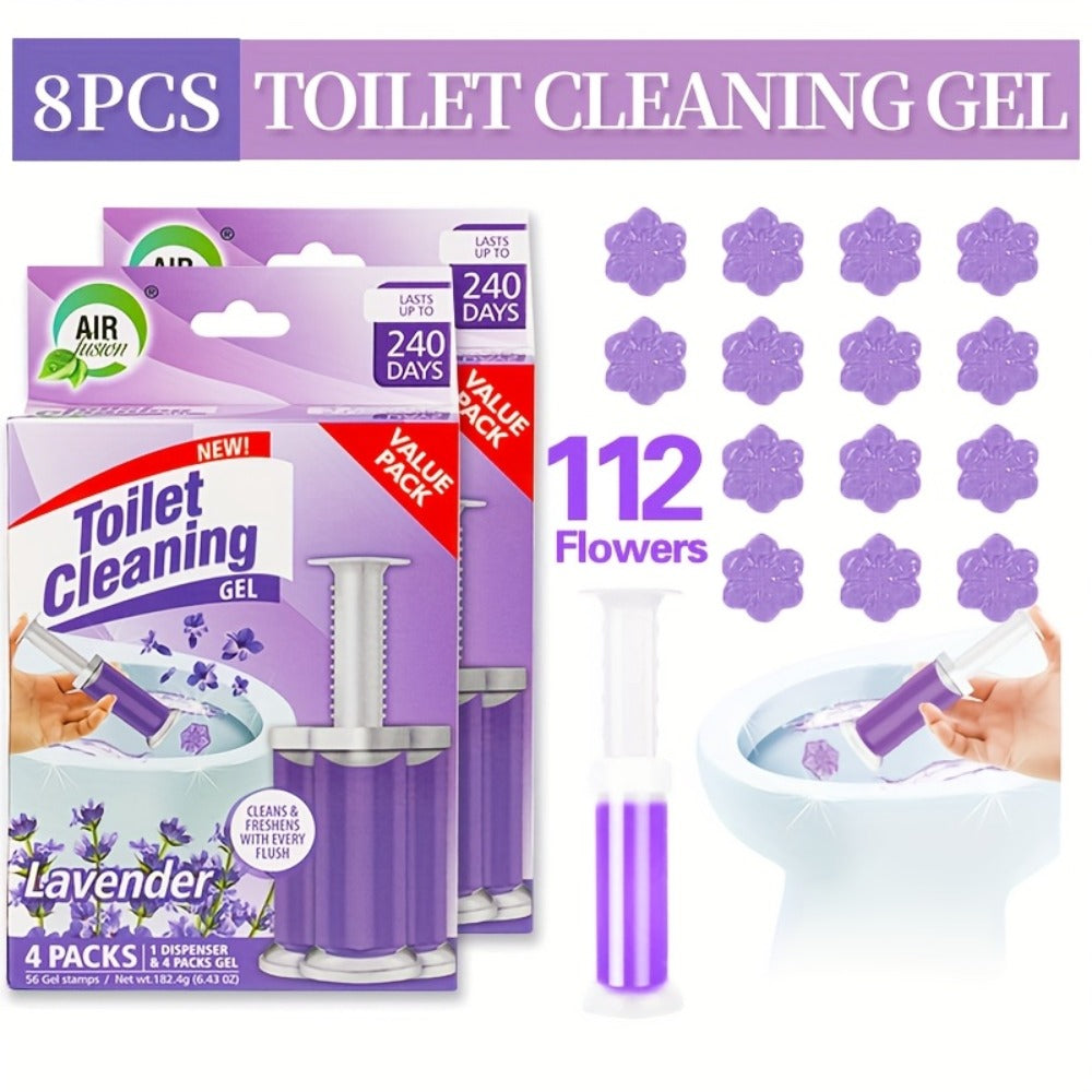 Toilet Gel Stamp Cleaner Air Freshener Flower Scented Bathroom Cleaning Gel Prevents Scale Toilet Ring 6 Fragrance Options Ocean Lavender Floral Peach Lemon Pine 4 Pcs or 8 Pcs with Dispenser