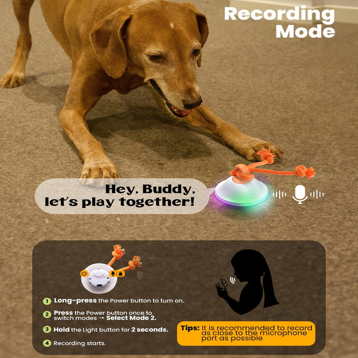 Automatic Rolling Dog Ball Toy with Rope - Motion-Activated Wicked Ball with Voice Recording, Interactive Self-Moving Stimulation Toy for Small Medium Dogs, Relieves Boredom & Anxiety