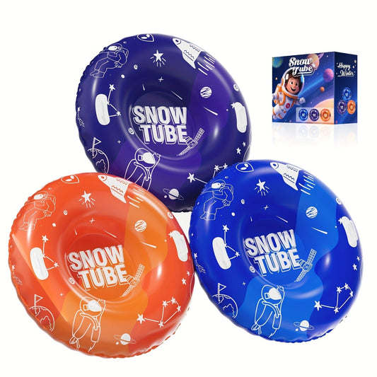 Snow Tubes 3-Pack, 36-Inch Inflatable PVC Sleds in Blue, Purple and Orange