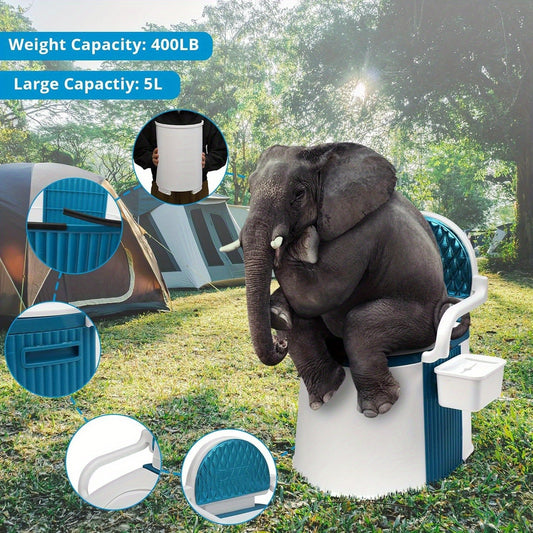 Portable Camping Toilet with Backrest, Detachable Bucket & 350 lb Capacity