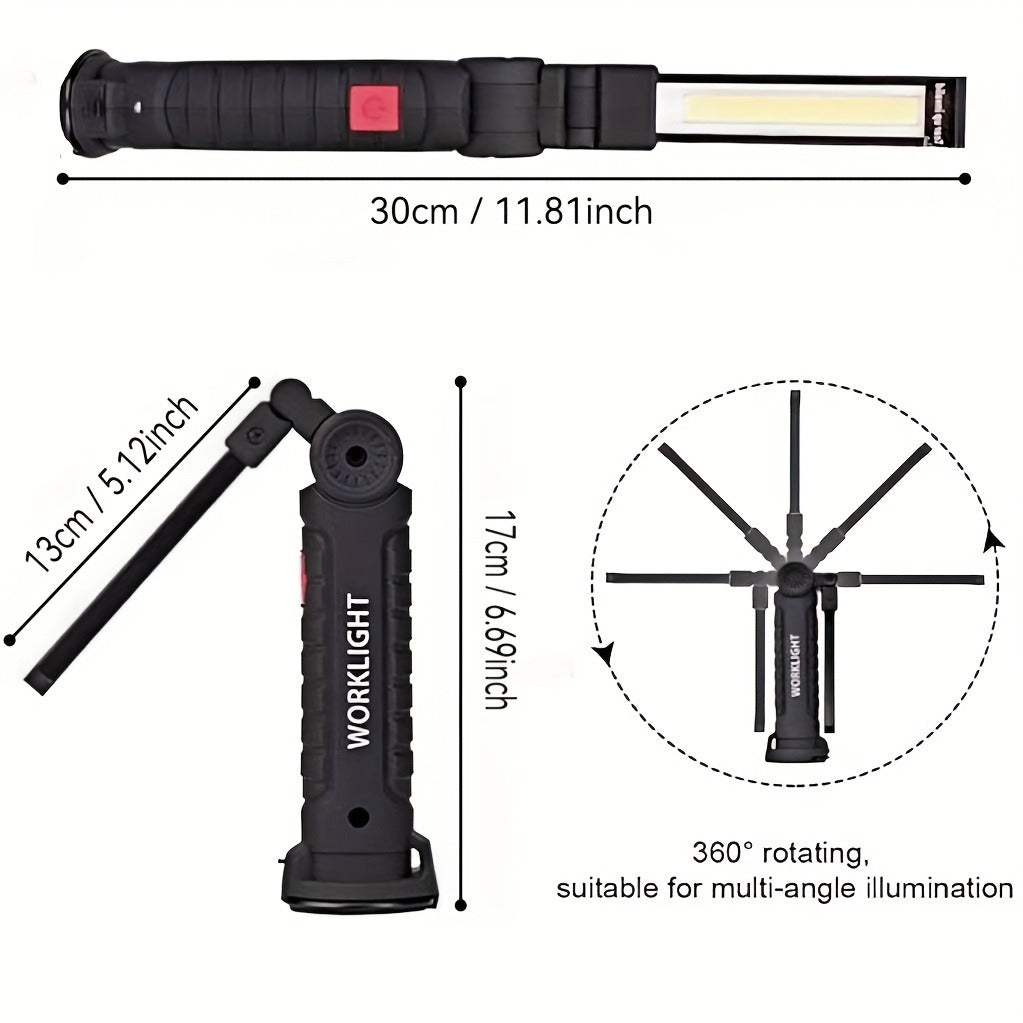 COB LED Work Light Rechargeable - Magnetic Base Portable Flashlight, 1000 Lumen Adjustable Beam, Multi-Pack Hanging Lamp for Garage, Camping, Yard & Emergency Use