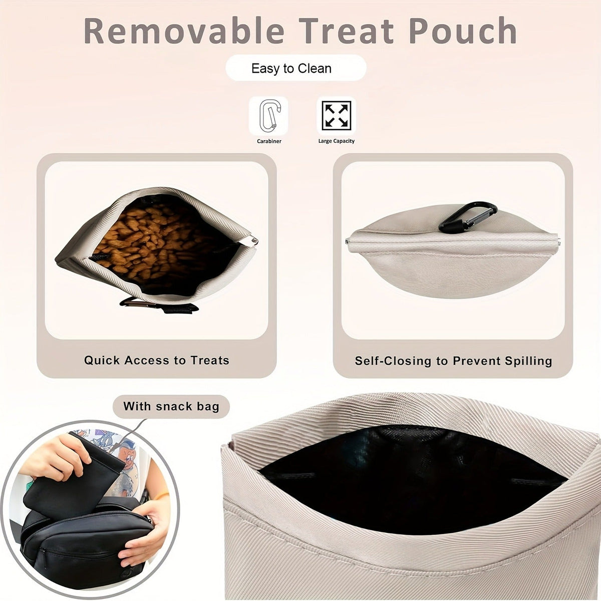 Dog Treat Pouch for Training - Waist Belt Bag with Poop Bag Dispenser, Detachable Treat Bag & Carabiner - Dog Walking Bag for Puppy Training Rewards, Fits Phone, Keys & Water Bottle