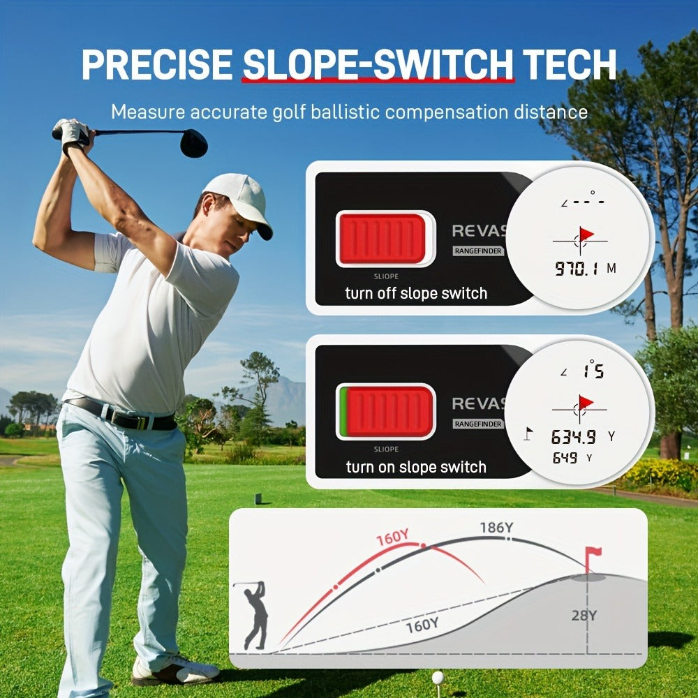 Slope Switch Golf Rangefinder 1000 Yard | 6x Magnification Laser Rangefinder with Flag Lock Vibration, Slope Compensation & Magnetic Strip – Rechargeable Monocular for Golfers