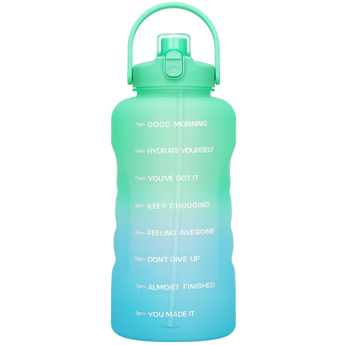128oz 1 Gallon Water Bottle with Straw 2-in-1 Lid Tritan BPA-Free Motivational Time Marker Large Capacity Gym Sports Fitness Camping Outdoor Water Jug
