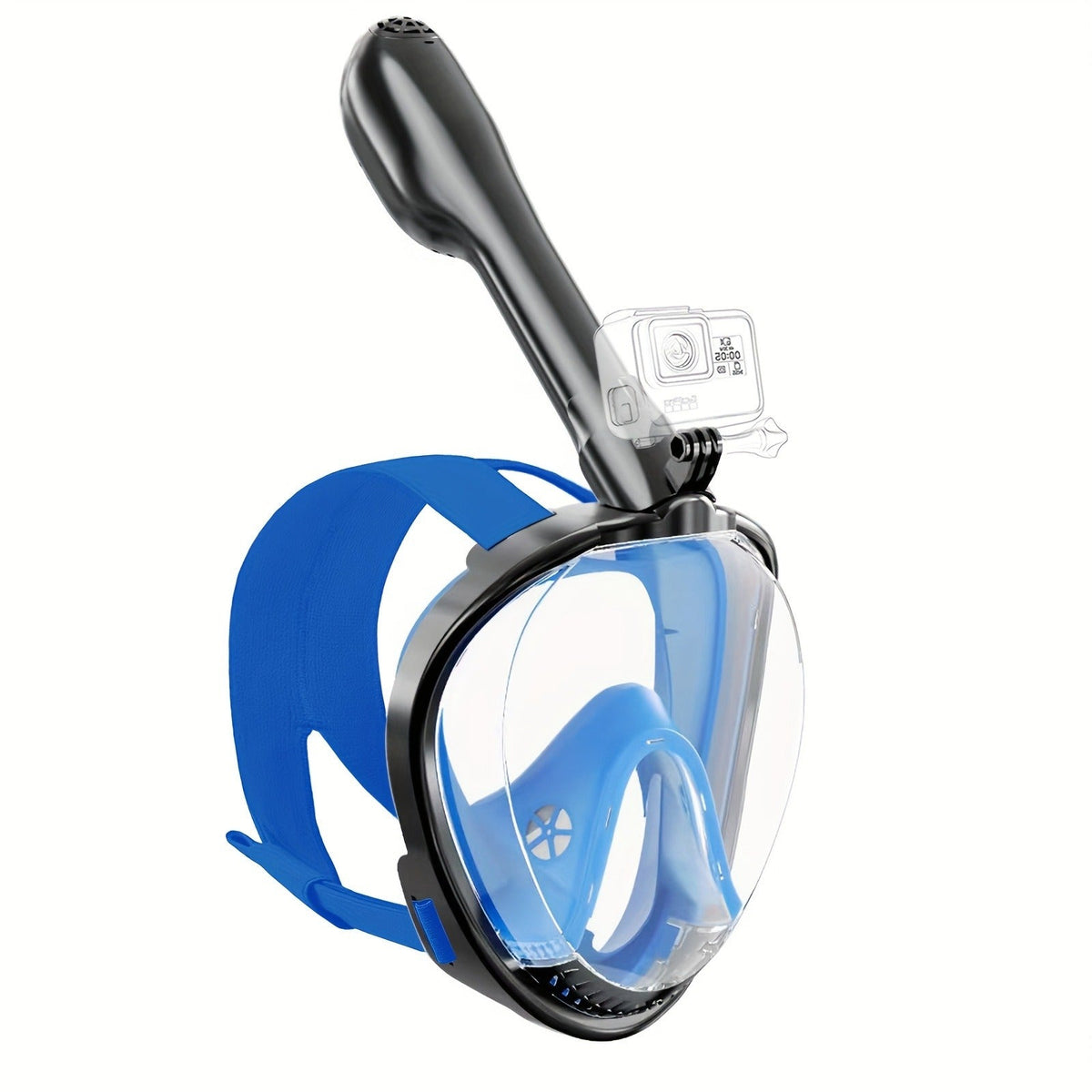 Full Face Snorkel Mask Panoramic – Large Frame Silicone Dry Top, Anti-Fog Wide View, Camera Mount, Waterproof Diving Mask for Adults Scuba Snorkeling L/XL