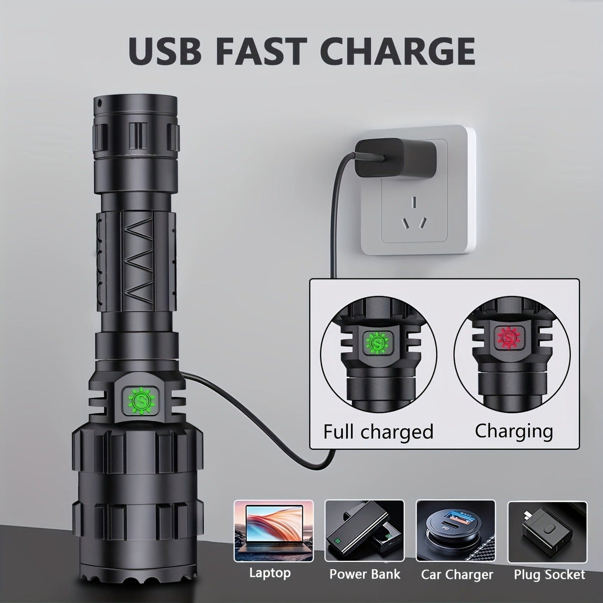 Picatinny Rail Flashlight 2 Pack - High Lumen Tactical Torch, 5 Modes, USB Rechargeable, 20mm Rail Mount, Wrist Strap & Remote Switch Included for Hunting, Shooting & Outdoor Use