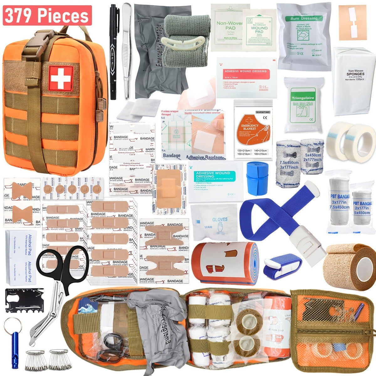 379-Piece First Aid Kit – Complete Emergency Safety Supplies for Home, Outdoor Hiking, Camping & Survival
