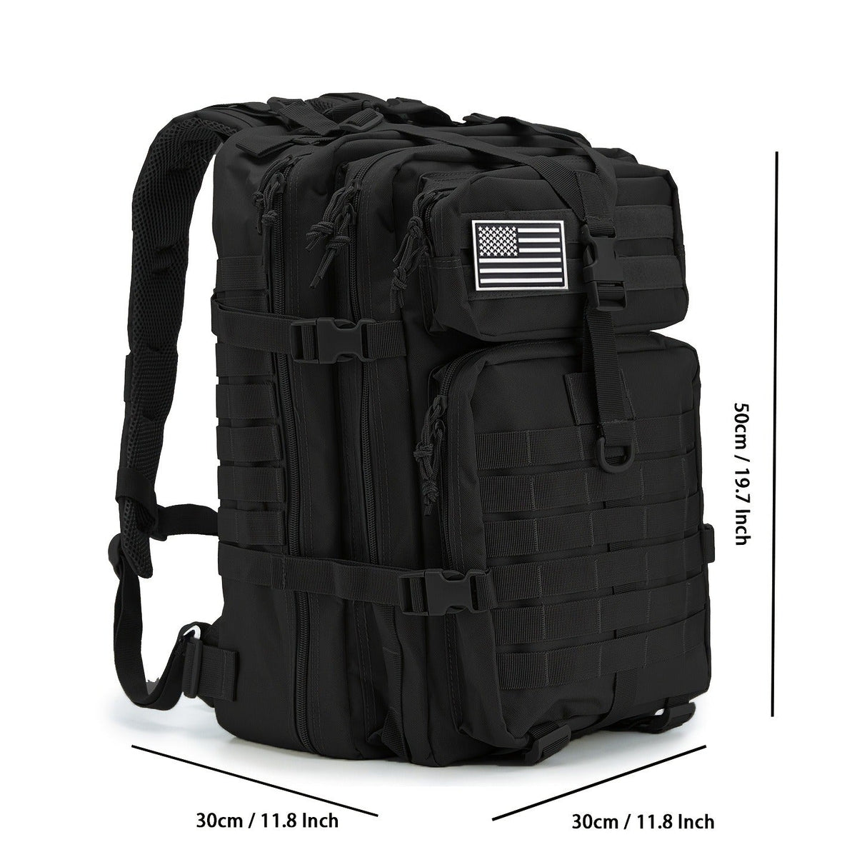 Hunting Rucksack Tactical Hiking Backpack Durable Polyester Multifunctional Camping Backpack with Utility Pocket Zipper Chest Adjustment Straps for 3 Day Trekking Outdoor Sports Hunting Black Green Khaki