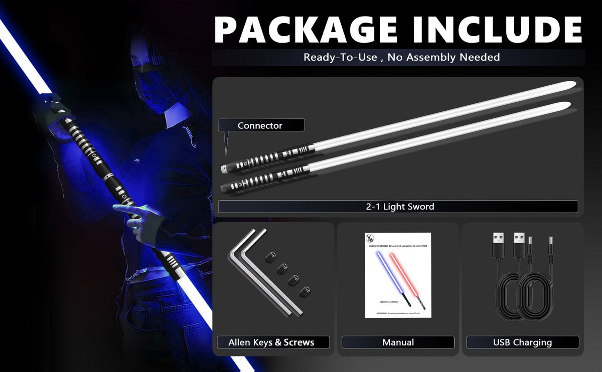 Light-Up Dueling Saber with 16 Color Modes and 2-in-1 Costume Prop Design