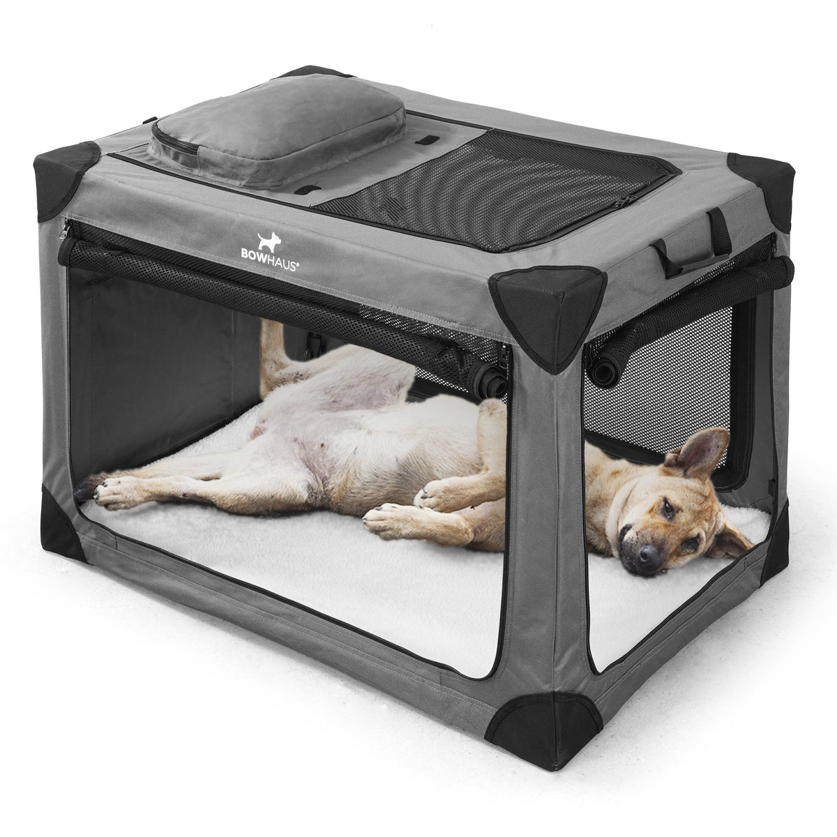 Soft Dog Crate Collapsible 4 Mesh Door – Portable Travel Dog Kennel, 360° Ventilation, 2 Ways to Fold, Indoor Outdoor Car Use, Waterproof Soft-Sided Dog Crate 36 & 42 Inch