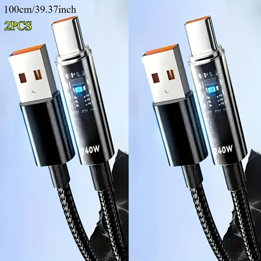240W USB-A to USB-C Fast Charging Cable Digital Display, Super Fast Charger Cord Compatible with iPhone 15 16, Samsung Galaxy S25 S24, iPad, MacBook, Android Phones & All Type-C Devices