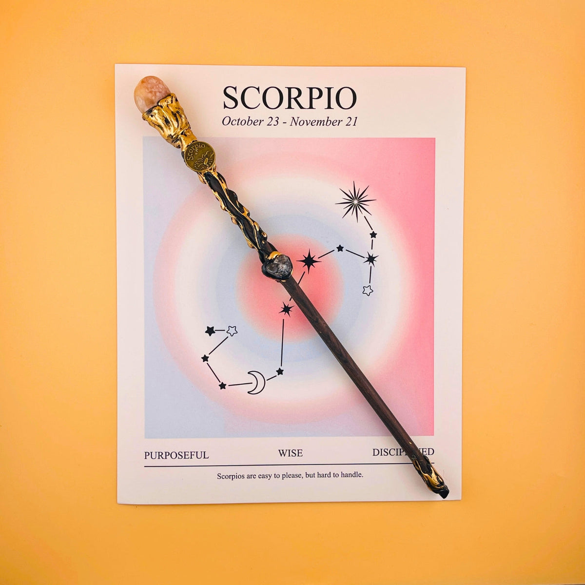 Zodiac Crystal Magic Wand Handmade with Gift Box – All 12 Signs Cosplay Scepter Witch Wand for Halloween, Christmas, Valentine's Day & Birthday Gift, Astrology Lover Gift for Her