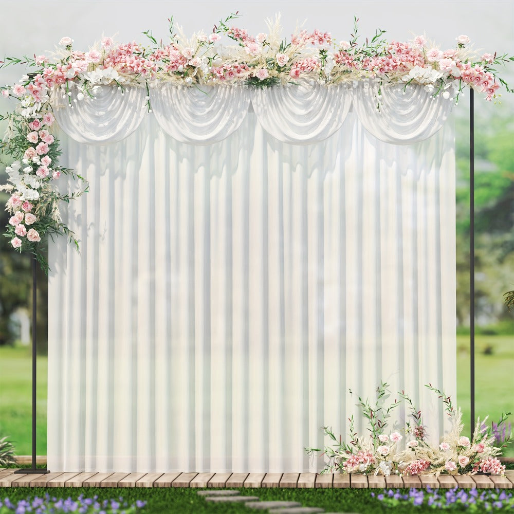 White Silk Wedding Backdrop Curtains 10x10ft – 1 Pack Luxurious Smooth Drapes for Wedding, Birthday, Bridal Shower, Party, Photography Background & Valentine's Day Event Decoration