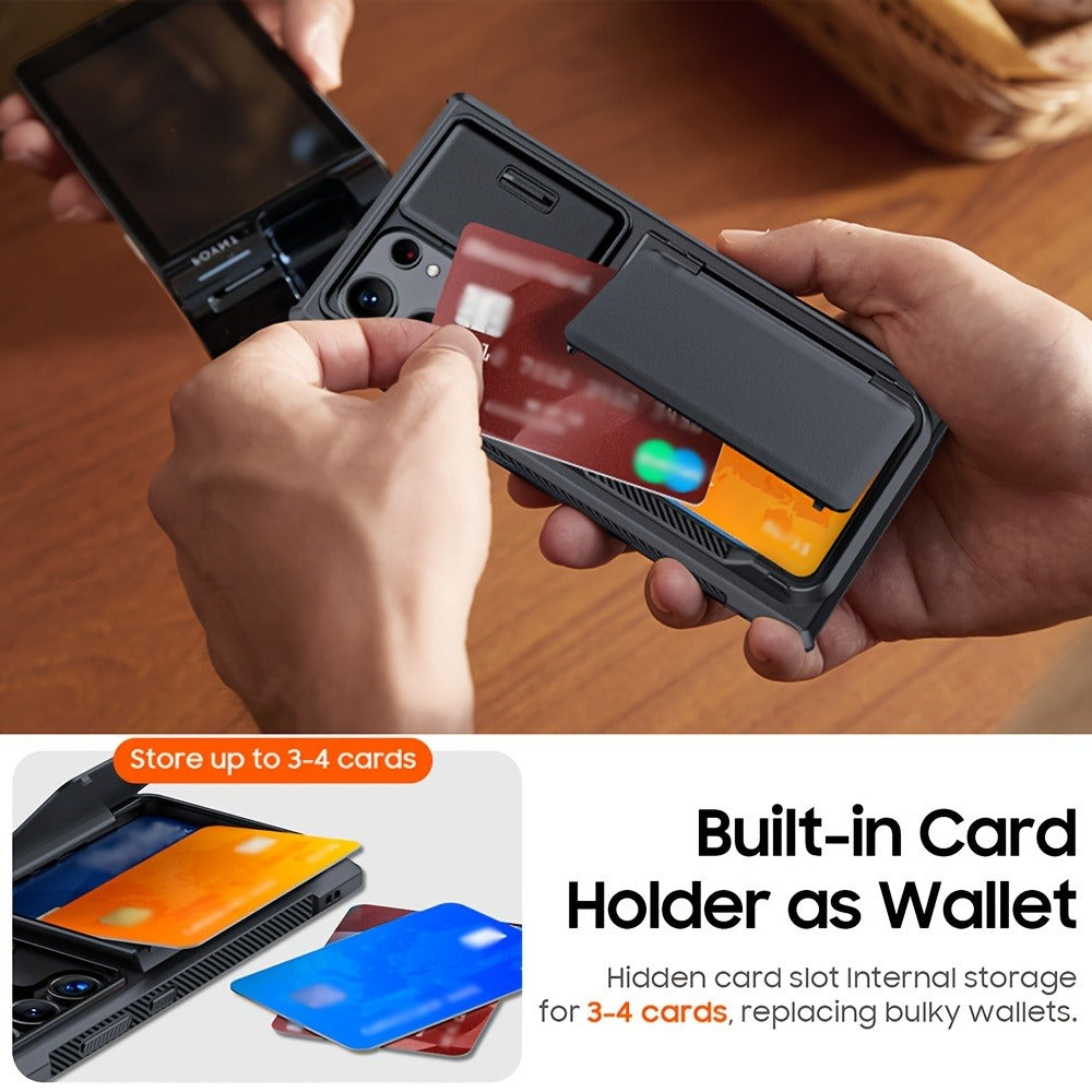Galaxy S24 Ultra Wallet Case with 4-5 Card Holder Kickstand Sliding Lens Cover Rugged Drop Protection Shockproof Cover for Samsung Galaxy S24 Ultra 2024 S Pen Compatible – 3 Colors