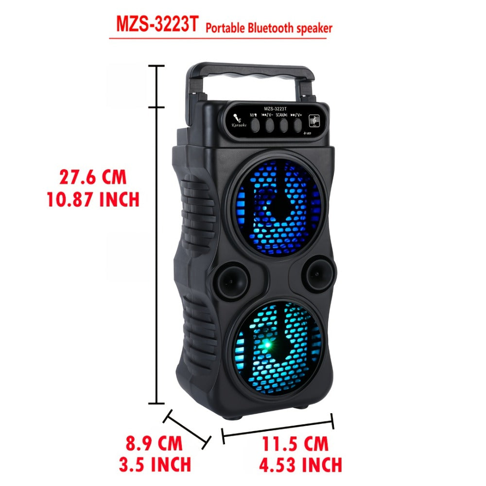 Dual 3-Inch Wireless Bluetooth Speaker with Colorful LED Lights, USB TF Card FM AUX Multi-Input, Long Playtime, Compact Party Speaker for Desktop Gaming Disco Outdoor Concerts Christmas Gifts