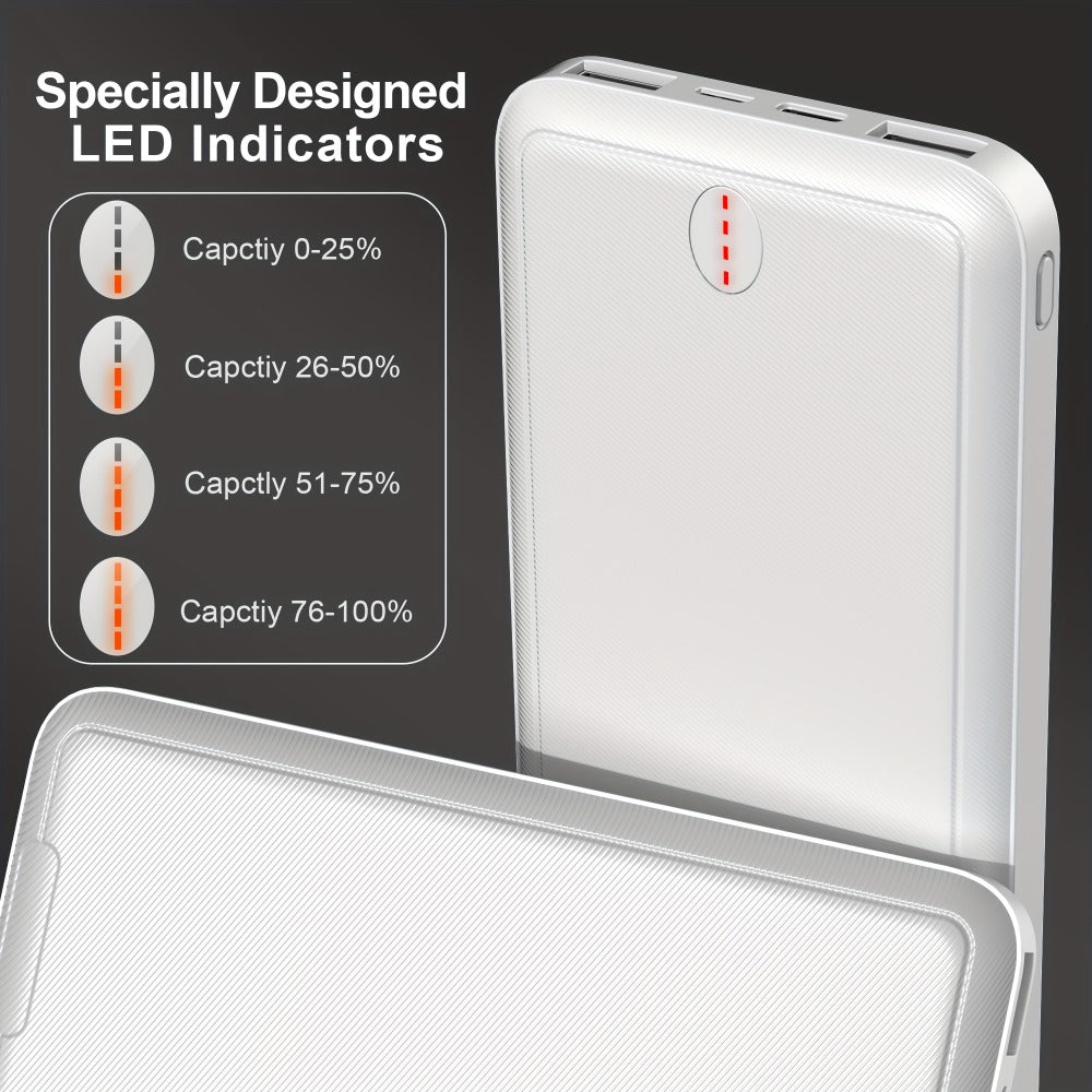 Outdoor Travel Portable Charger 10000mAh 5V/2A Battery Pack, Compact Backup Power Bank for Smartphones Tablets Heated Vest Heated Jacket Heated Clothes, Lightweight USB Charger for Men Women – Black & White