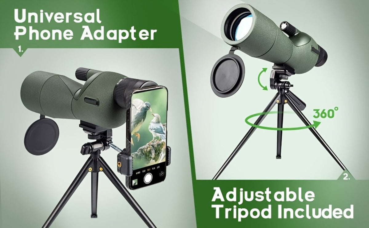 25-75x60 Spotting Scope with Tripod, Carrying Bag & Smartphone Adapter | High-Power Variable Zoom Scope for Target Shooting, Hunting, Bird Watching & Outdoor Sports – Best Gift for Dad
