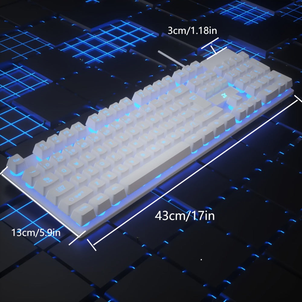 Floating Keycap Keyboard and Mouse Set Wired RGB Backlit – Mechanical Touch Keys, Multiple Lighting Effects, Volume Roller, Ergonomic USB Gaming Combo for PC, Desktop, Laptop & Mac | White Upgraded Version