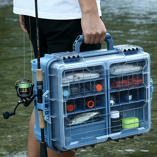 Fishing Tackle Box with Adjustable Dividers, Multi-Layer Storage and Carry Handle