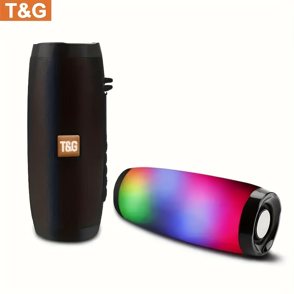 TG157 10W Dual Bluetooth 5.0 Speaker with LED Flash Lights, 5.1 Surround Sound, TF Card AUX USB FM Radio, 1200mAh Rechargeable Compact Wireless Speaker for Outdoor Camping Travel & Home Use