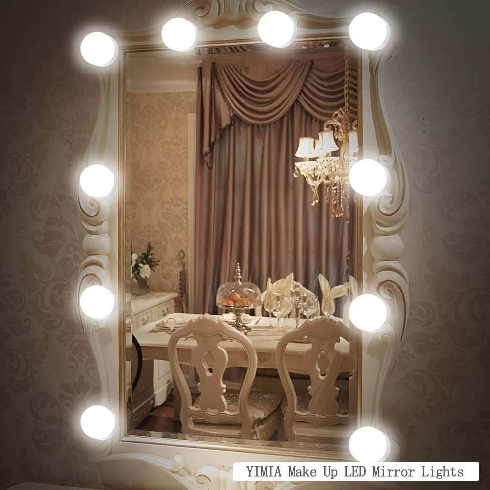 LED Vanity Mirror Light for Makeup – USB Powered 8-Bulb Mirror Lamp with 3 Color Temperatures, Adjustable Brightness & Spacing, Removable Design, Gift for Women Wife