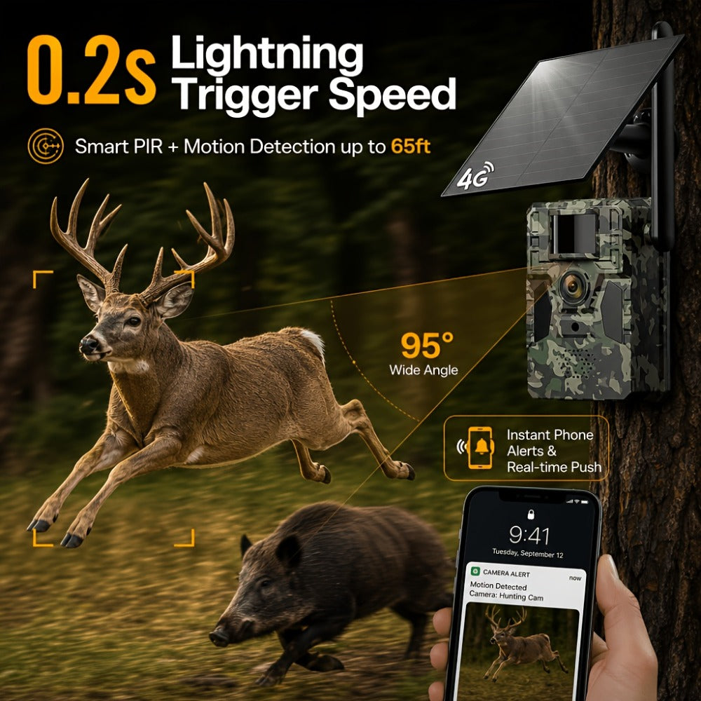 4G Cellular Trail Camera 2K No WiFi Required with Phone App Remote View – Wireless Game Camera for Deer Hunting, Wildlife Scouting, Livestock Monitoring & Rural Property Security