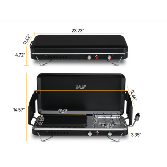 Propane Camping Stove with Oven, 2-in-1 Outdoor Cooking Combo with Model Options