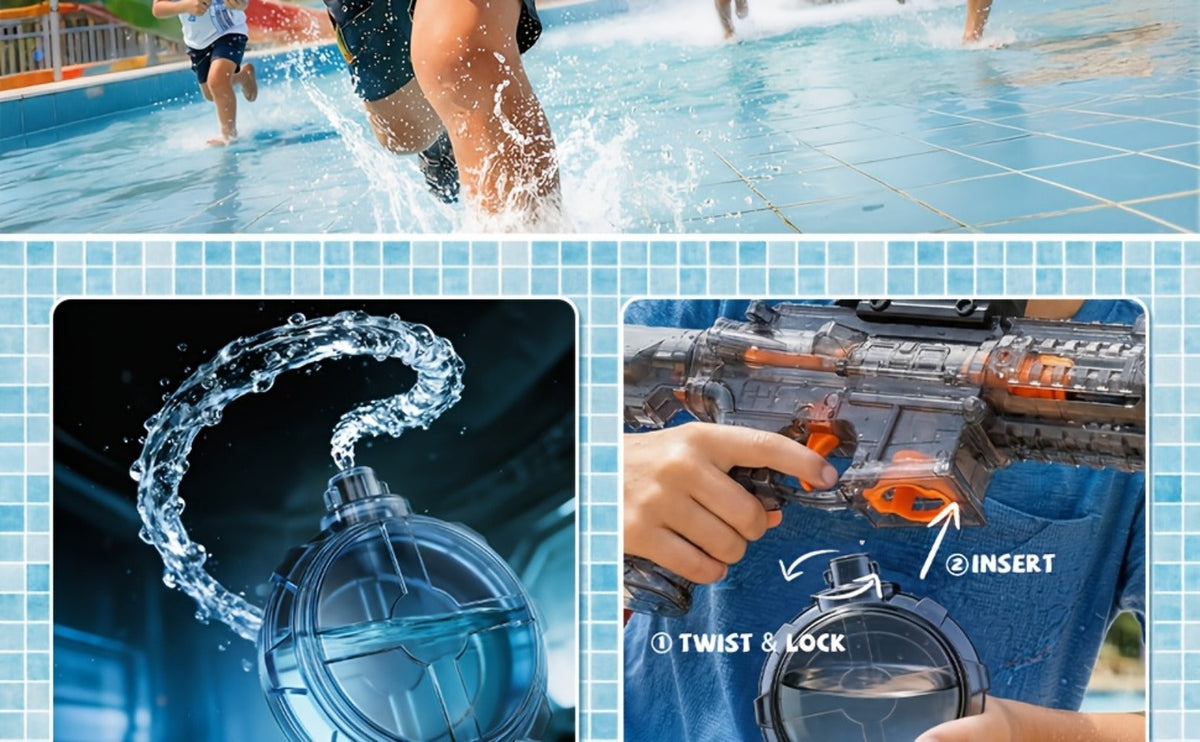 Kids Sound & Light Electric Water Gun Ages 3-8 – Auto Squirt Blaster with Large Tank & LED Effects, Summer Outdoor Pool Beach Backyard Party Toy, Birthday Gift for Boys & Girls, 1pc or 2-Pack