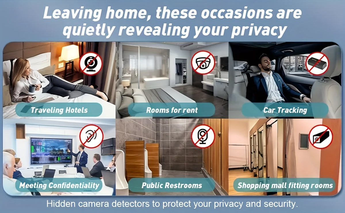 Anti Spy Hidden Camera Detector RF Signal Scanner Portable Bug Detector, GPS Tracker Finder, Listening Device Detector, Rechargeable Wireless Security Sweep Tool for Travel Hotel Airbnb Car Home Office