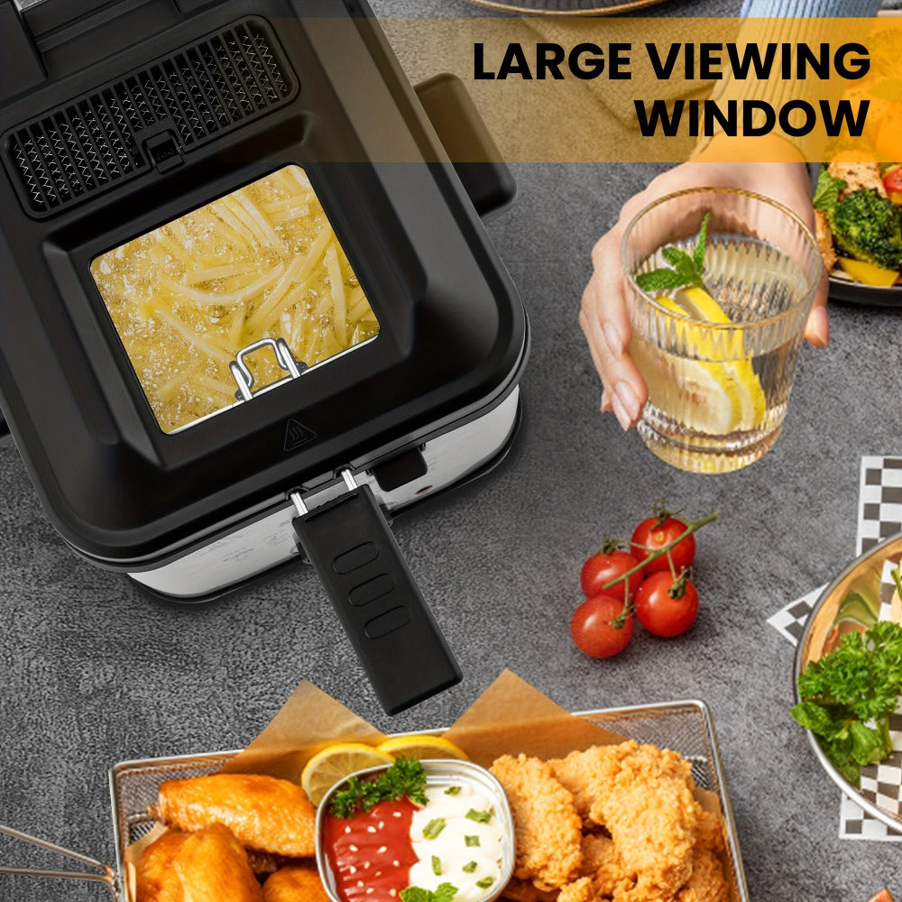Deep Fryer 1500W Electric – Non-Stick Stainless Steel Frying Pot with Adjustable Temperature Control & Frying Basket, 1.5L / 2.5L / 3L / 5L / 6L Capacity for Home Kitchen