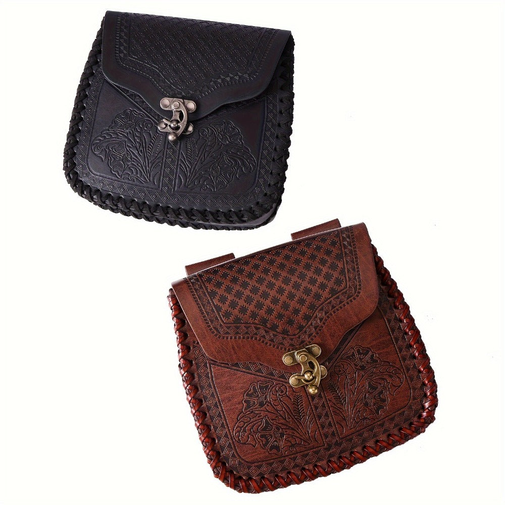 Dragon-Embossed Faux Leather Waist Bag for Renaissance Faire and Cosplay