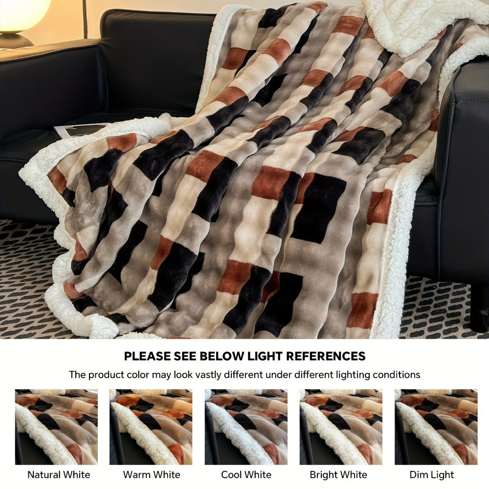 400-450gsm Heavyweight Flannel Blanket – Thick Warm Woven Throw for Bed, Sofa & Bedroom, Machine Washable, 16 Patterns, 4 Sizes